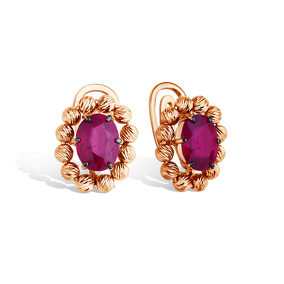 Серебряные серьги «Дорика» с рубином