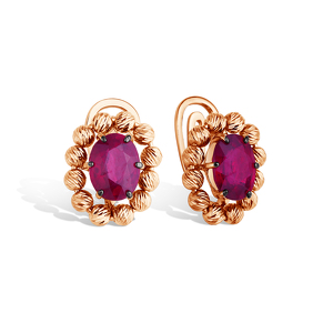 Серебряные серьги «Дорика» с рубином