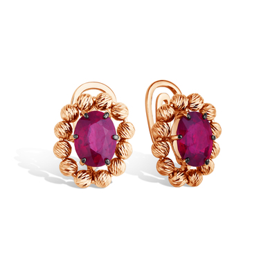 Серебряные серьги «Дорика» с рубином