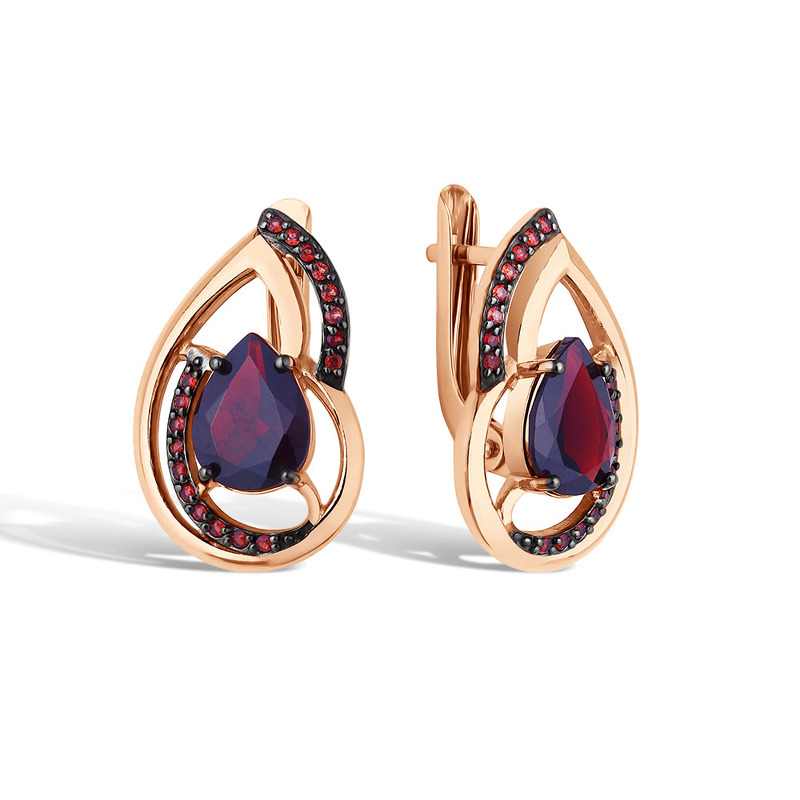 Серебряные серьги с гранатами