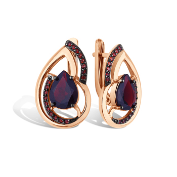 Серебряные серьги с гранатами 21-5540
