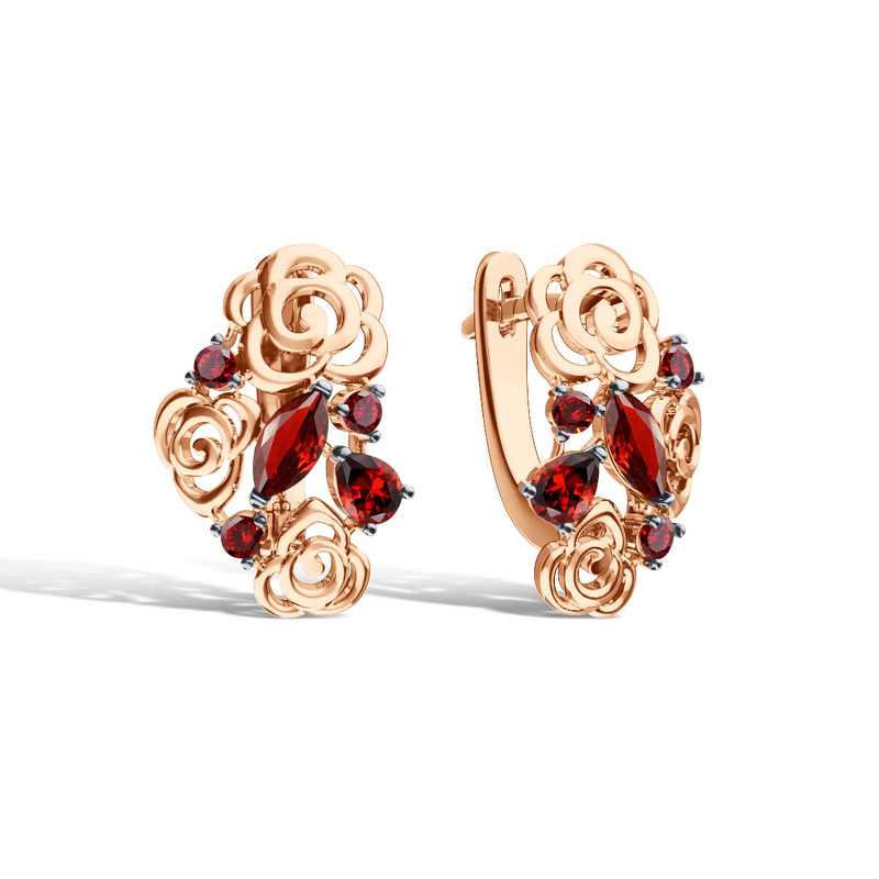 Серебряные серьги с гранатами