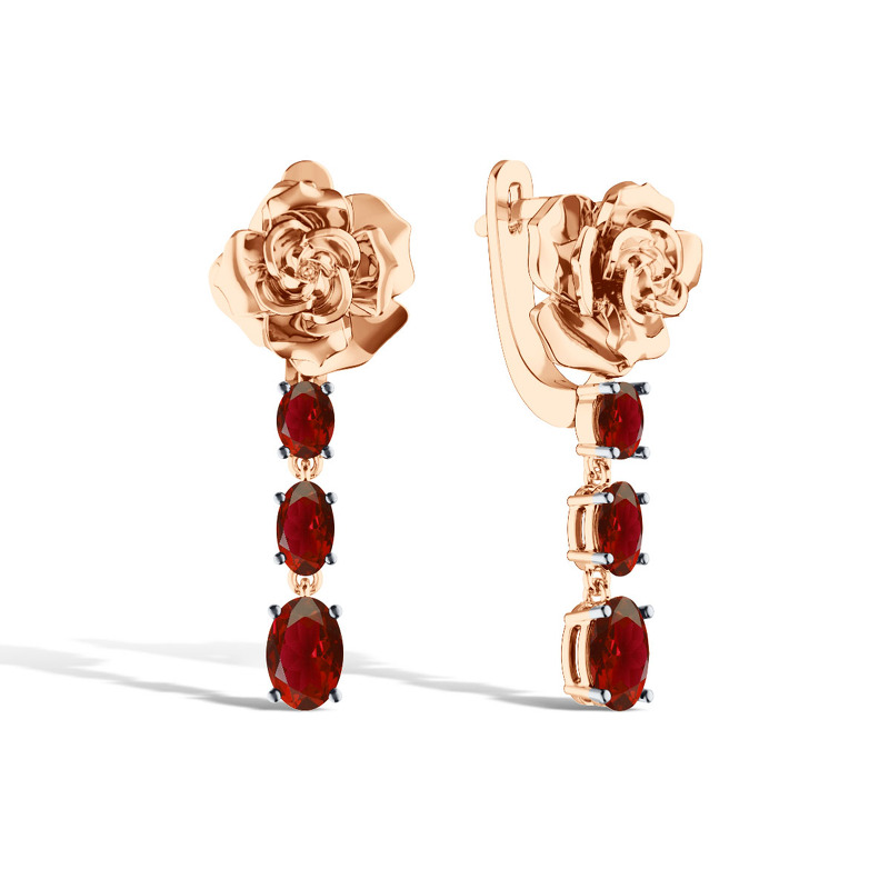 Серебряные серьги с гранатом