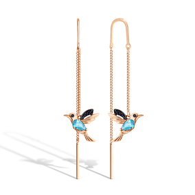 Серебряные серьги-продевки с фианитами