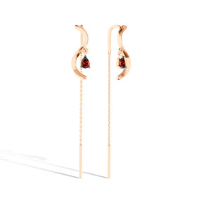 Серебряные серьги-продевки с гранатом