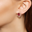 Серебряные серьги с рубином и горным хрусталем