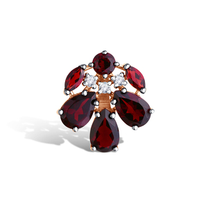 Серебряная подвеска с гранатами и муассанитами