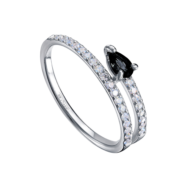 Серебряное кольцо с шпинелью и фианитами