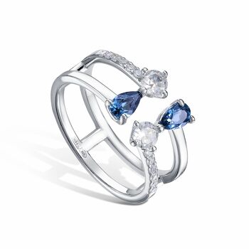 Серебряное кольцо с топазами, аметистами и фианитами