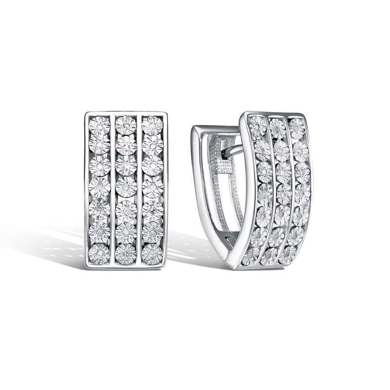 Серебряные серьги с бриллиантами