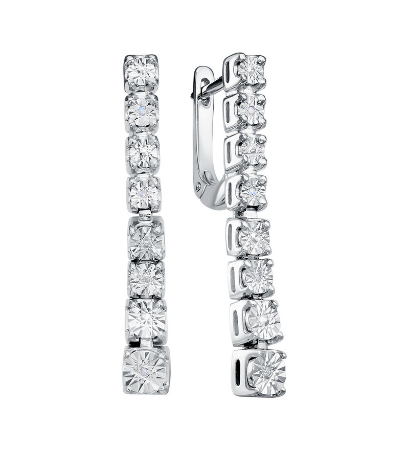 Серебряные серьги с бриллиантами