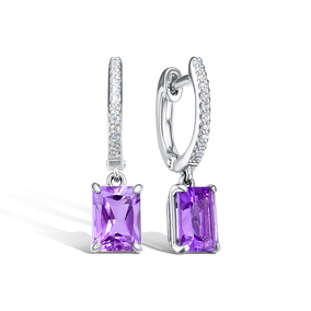 Серебряные серьги с аметистом и фианитом