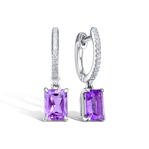 Серебряные серьги с аметистом и фианитом
