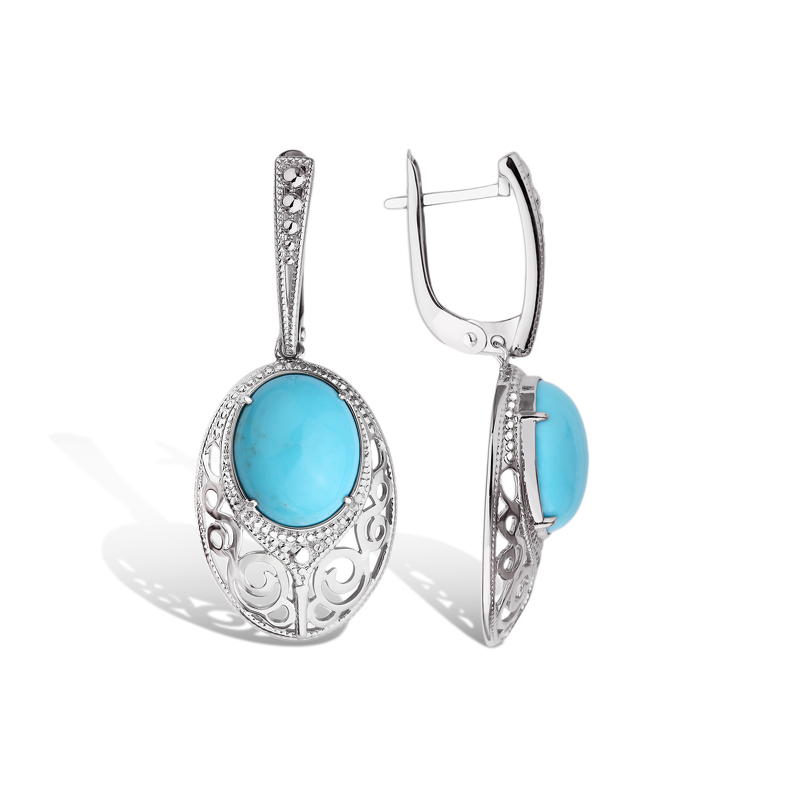 Серебряные серьги с бирюзой