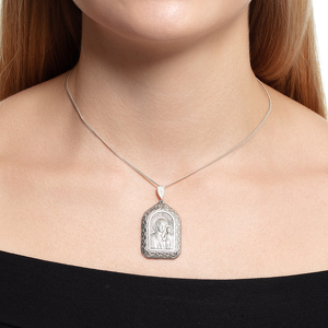 Серебряная подвеска «Казанская икона Божьей Матери»