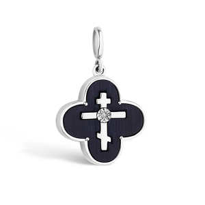 Серебряная подвеска с грабом и бриллиантом