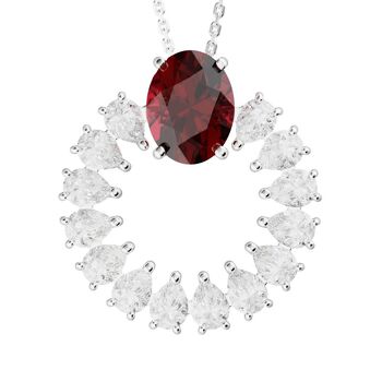 Серебряная подвеска с рубином и горным хрусталем