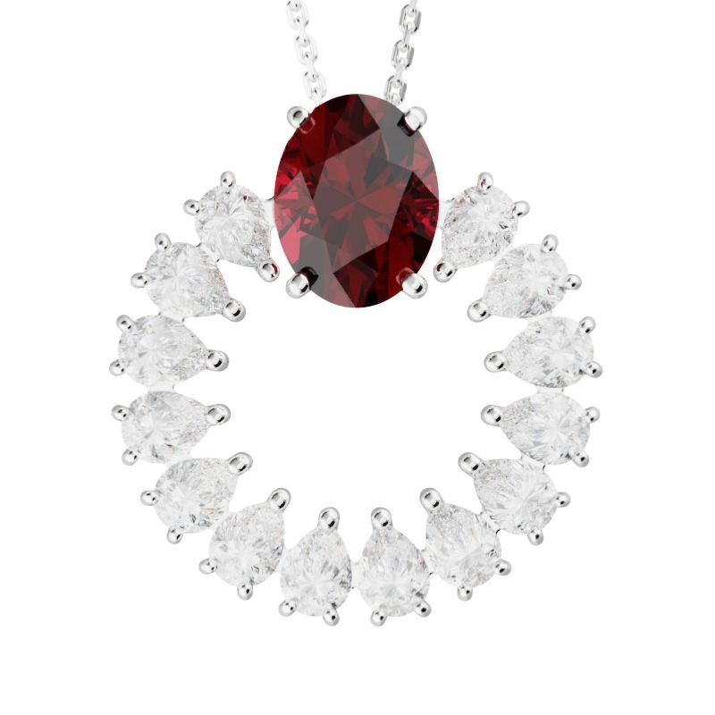 Серебряная подвеска с рубином и горным хрусталем