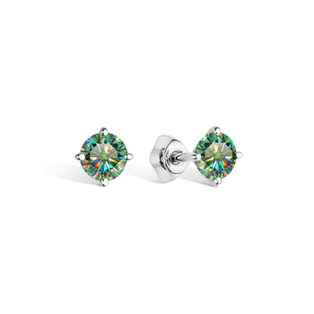 Серебряные серьги-пусеты с муассанитом