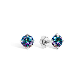 Серебряные серьги-пусеты с муассанитом