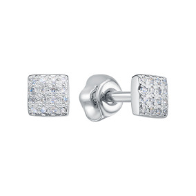 Серебряные серьги-пусеты с бриллиантами