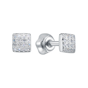 Серебряные серьги-пусеты с бриллиантами