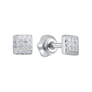 Серебряные серьги-пусеты с бриллиантами