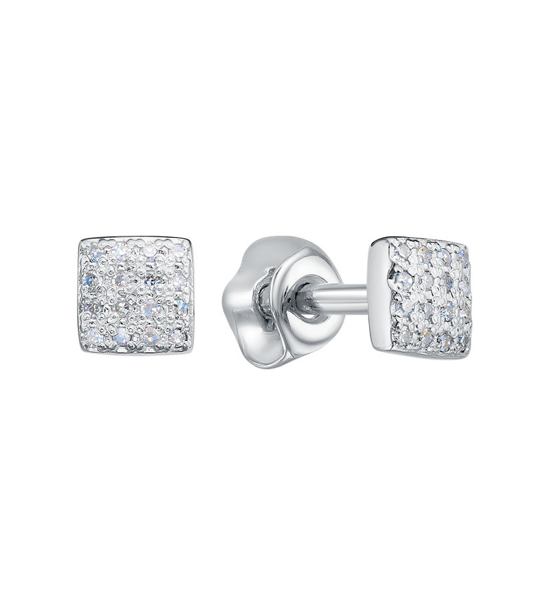 Серебряные серьги-пусеты с бриллиантами