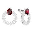 Серебряные серьги-пусеты с рубином и горным хрусталем
