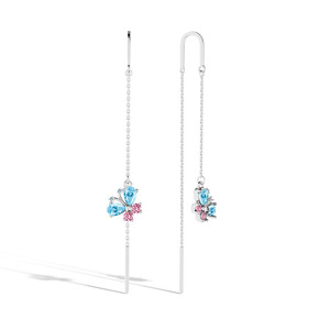 Серебряные серьги-продевки с фианитами