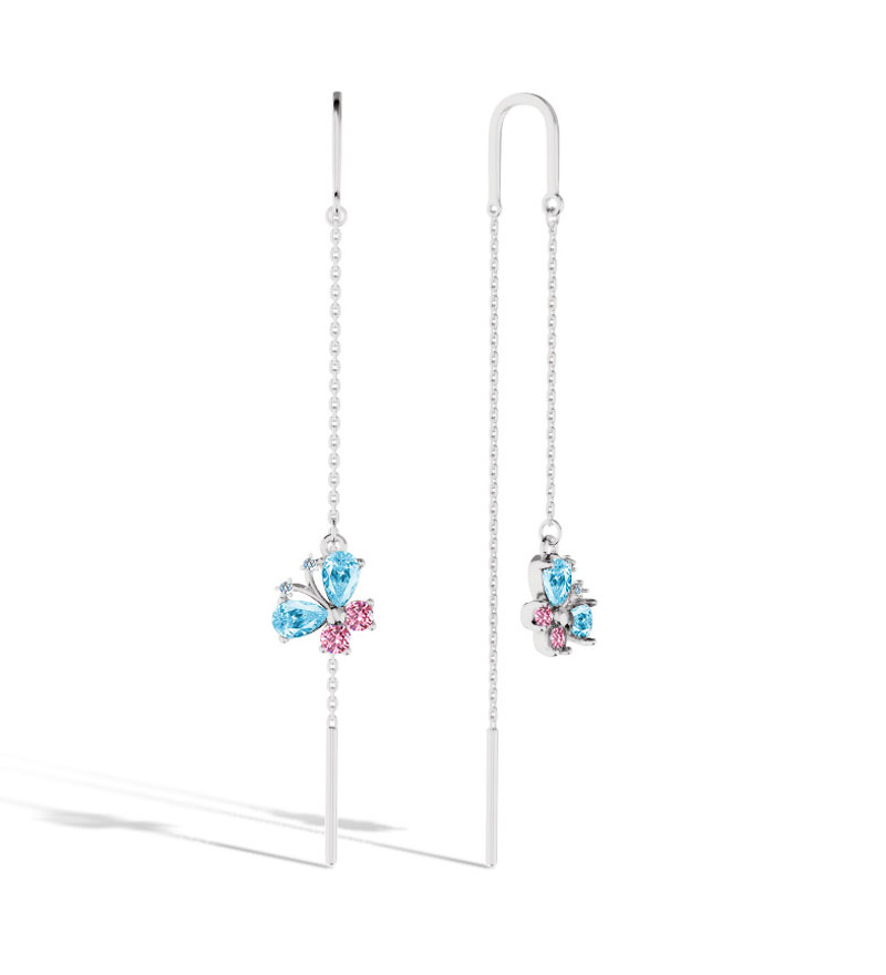 Серебряные серьги-продевки с фианитами