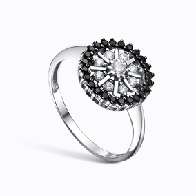 Серебряное кольцо с шпинелями и фианитами