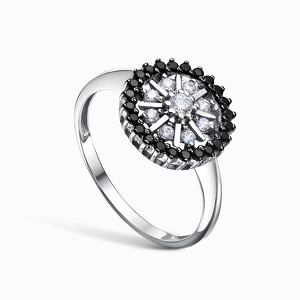 Серебряное кольцо с шпинелями и фианитами