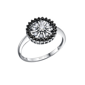 Серебряное кольцо с фианитами и шпинелью