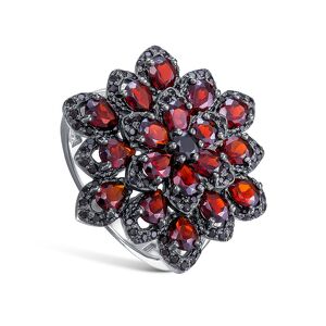Серебряное кольцо с гранатами и шпинелями