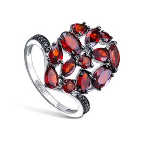 Серебряное кольцо с гранатами и шпинелью