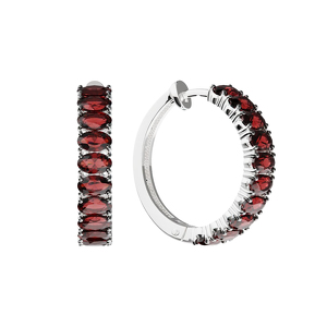 Серебряные серьги-конго с гранатами