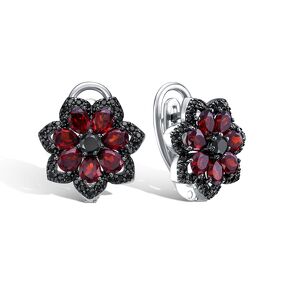 Серебряные серьги с гранатами и шпинелью