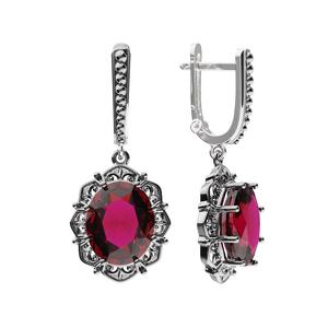 Серебряные серьги с рубином