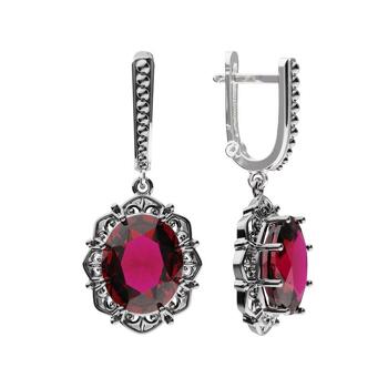 Серебряные серьги с рубином