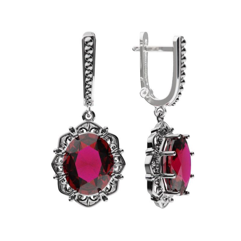 Серебряные серьги с рубином
