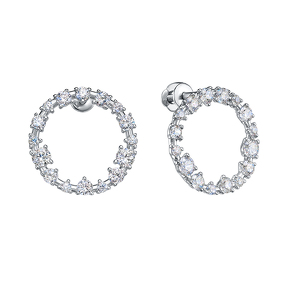 Серебряные серьги-пусеты с фианитами