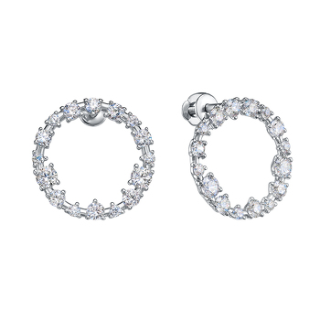 Серебряные серьги-пусеты с фианитами