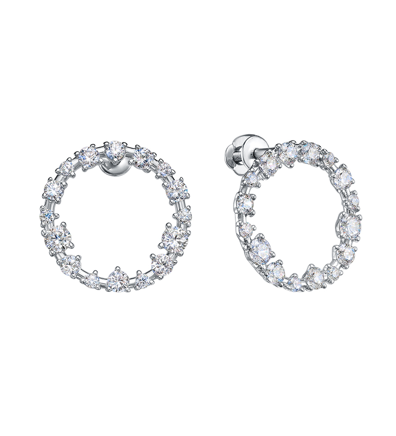 Серебряные серьги-пусеты с фианитами