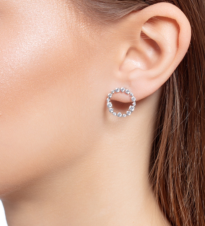 Серебряные серьги-пусеты с фианитами