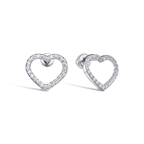 Серебряные серьги-пусеты с фианитами