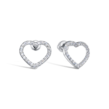 Серебряные серьги-пусеты с фианитами