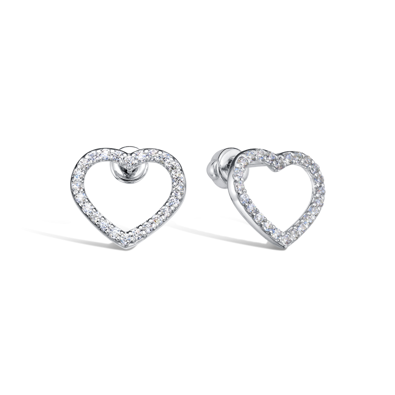 Серебряные серьги-пусеты с фианитами