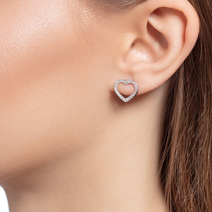 Серебряные серьги-пусеты с фианитами