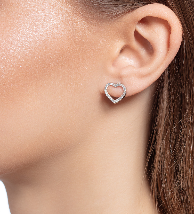 Серебряные серьги-пусеты с фианитами